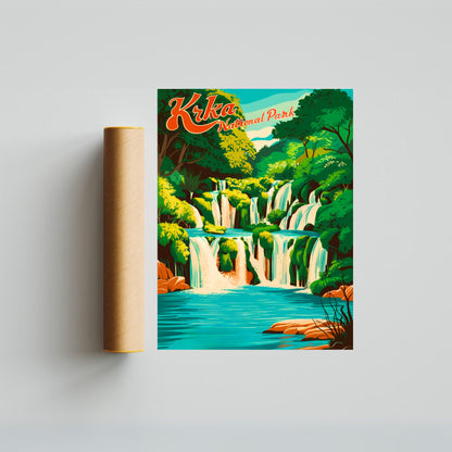 Krka National Park Vintage Travel Poster - Crystal Waters