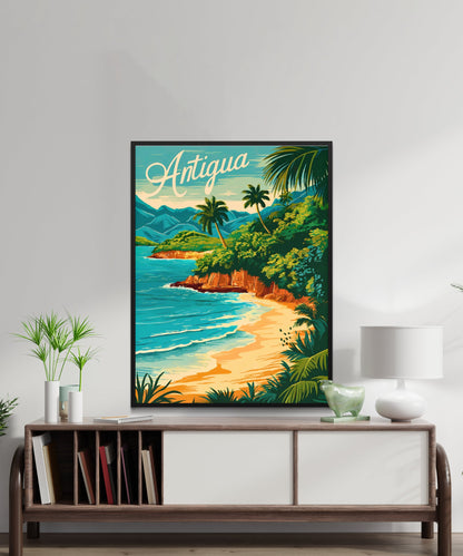 Antigua Vintage Travel Poster - Caribbean Paradise