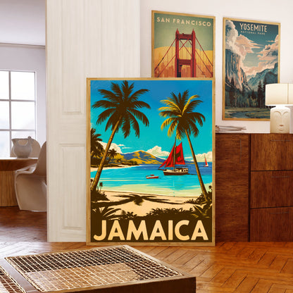 Jamaica Vintage Travel Poster - Crystal Waters