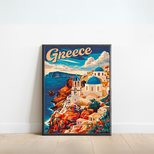 Greece Vintage Travel Poster - Aegean Serenity