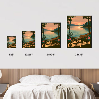 Lake Champlain  Vintage Travel Poster  - Timeless Waters of the Northeast