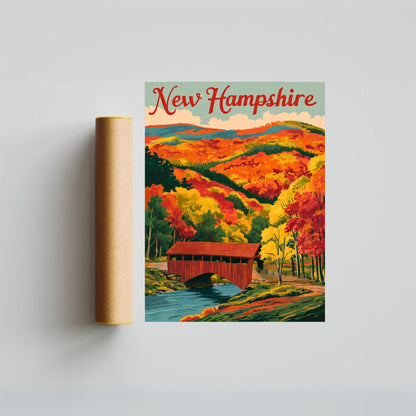 New Hampshire Vintage Travel Poster - Heart of the Granite State