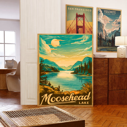 Moosehead Lake Vintage Travel Poster - Boating Paradise