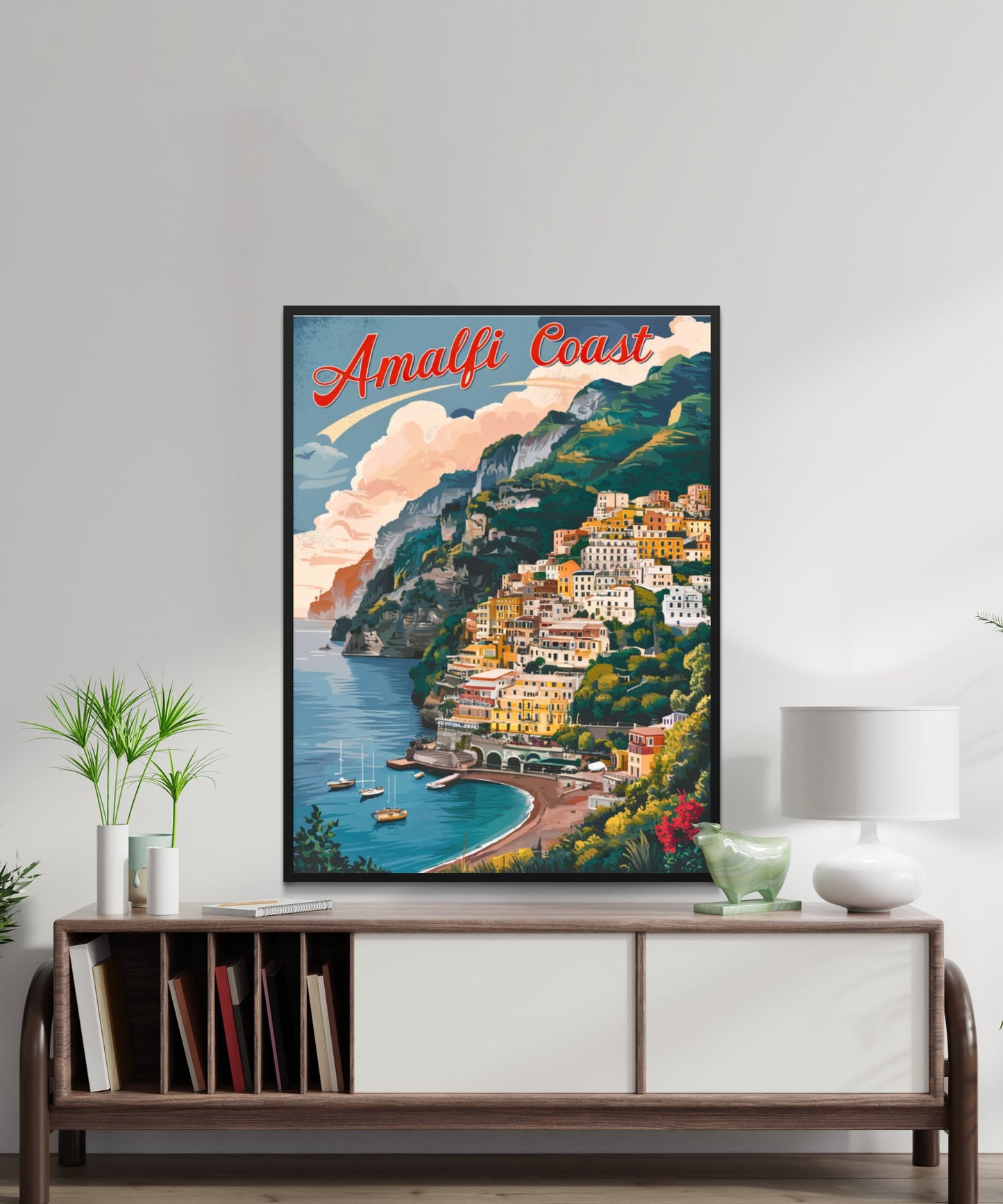 Amalfi Coast Vintage Travel Poster - Classic Coastal Beauty