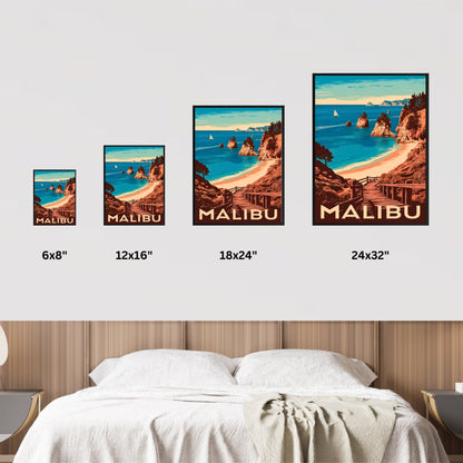 Malibu Vintage Travel Poster - Nostalgic Malibu Coastline