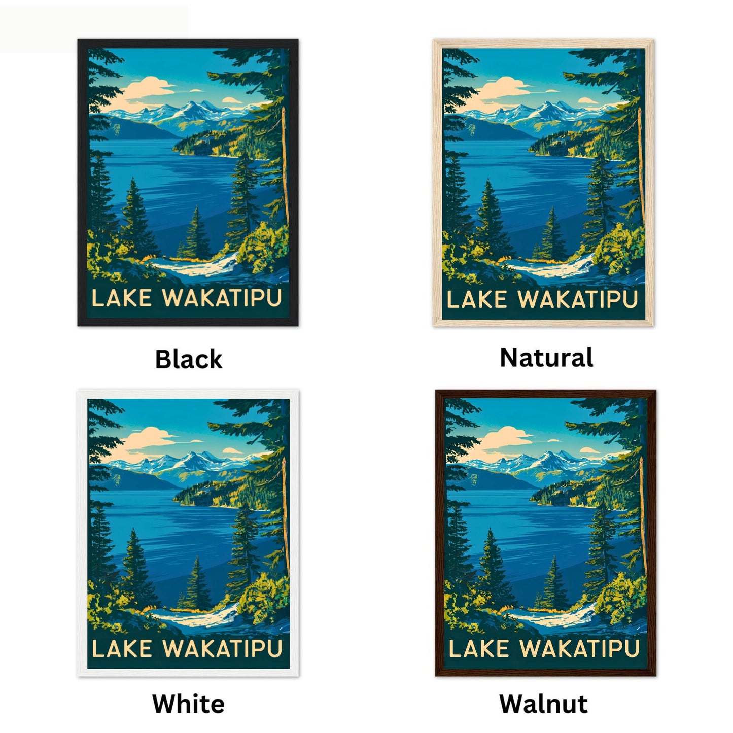 Lake Wakatipu Vintage Travel Poster