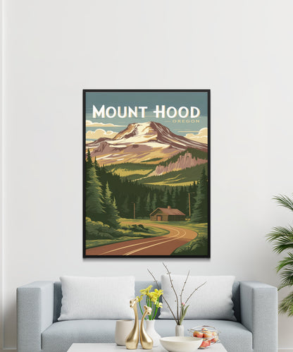 Mount Hood Vintage Travel Poster -Iconic Northwest Peak