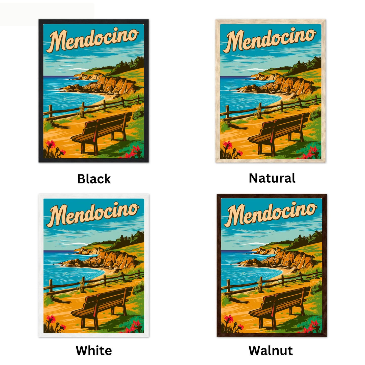 Mendocino Vintage Travel Poster - Serene Waters