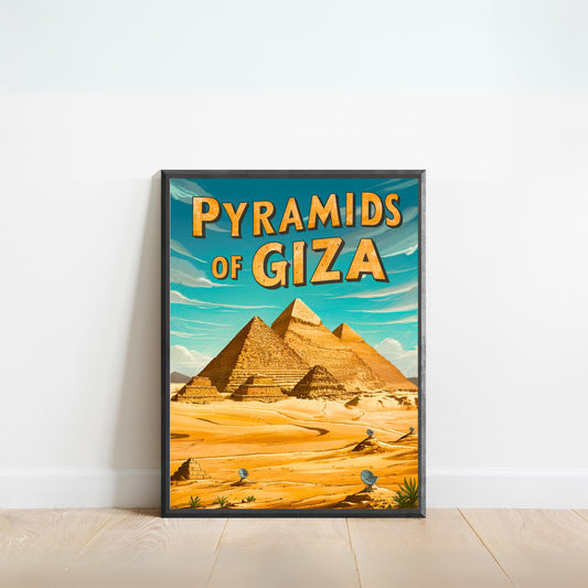 Pyramids of Giza Vintage Travel Poster