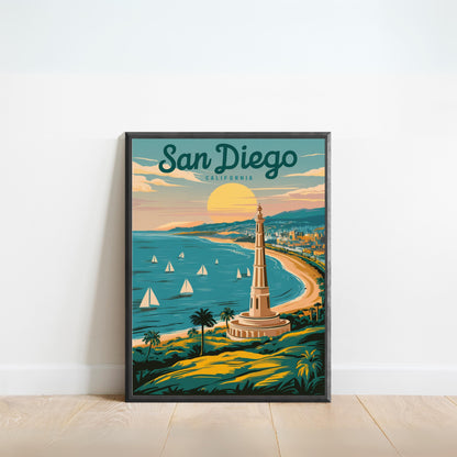 San Diego Vintage Travel Poster  - Timeless Coastal Paradise