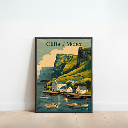 Cliffs of Moher Vintage Travel Poster - Edge of Ireland