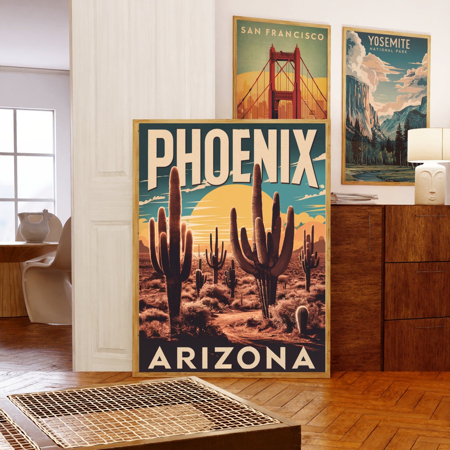 Phoenix Vintage Travel Poster - Mountain Views