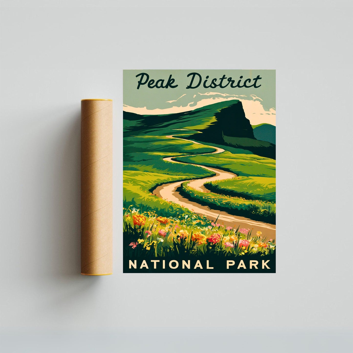 Peak District Vintage Travel Poster -Tranquil British Landscapes