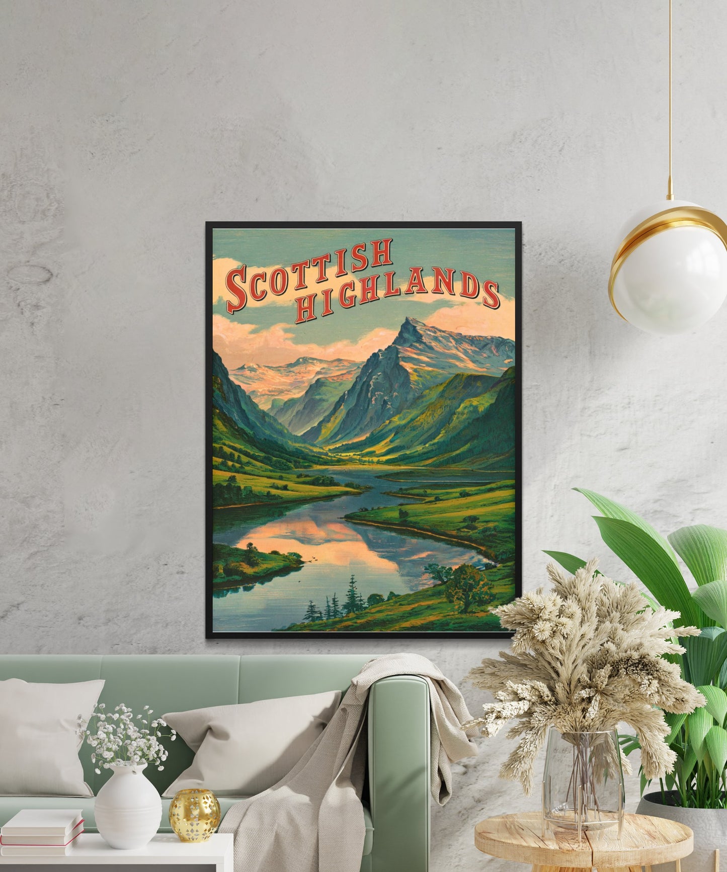 Scottish Highlands Vintage Travel Poster - Timeless Mountain Splendor