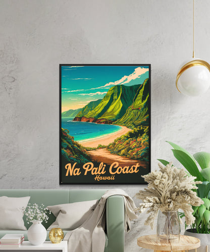 Na Pali Coast Vintage Travel Poster - Romantic Getaway