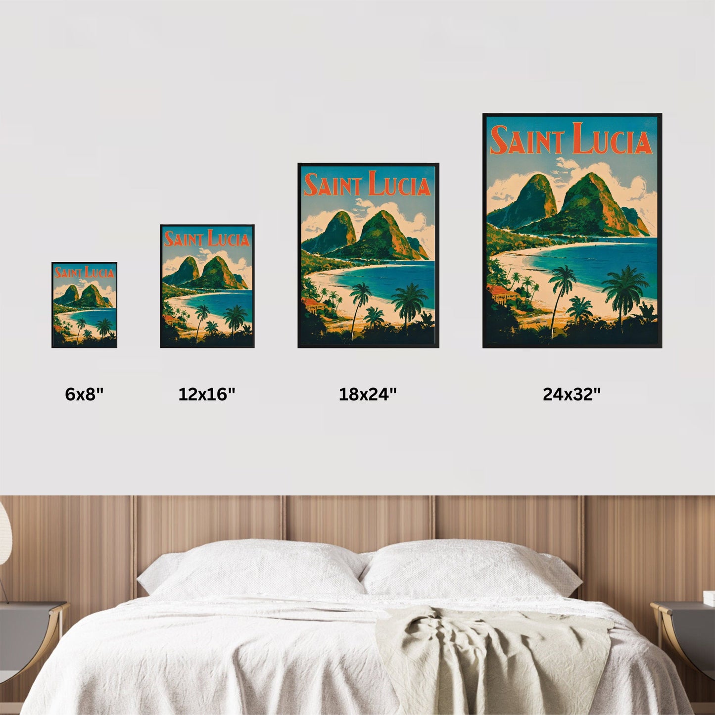 Saint Lucia Vintage Travel Poster - Lush Landscapes and Pristine Beaches