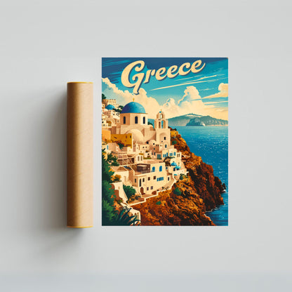 Greece Vintage Travel Poster - Ancient Wonders