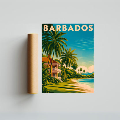 Barbados Vintage Travel Poster - Caribbean Gem