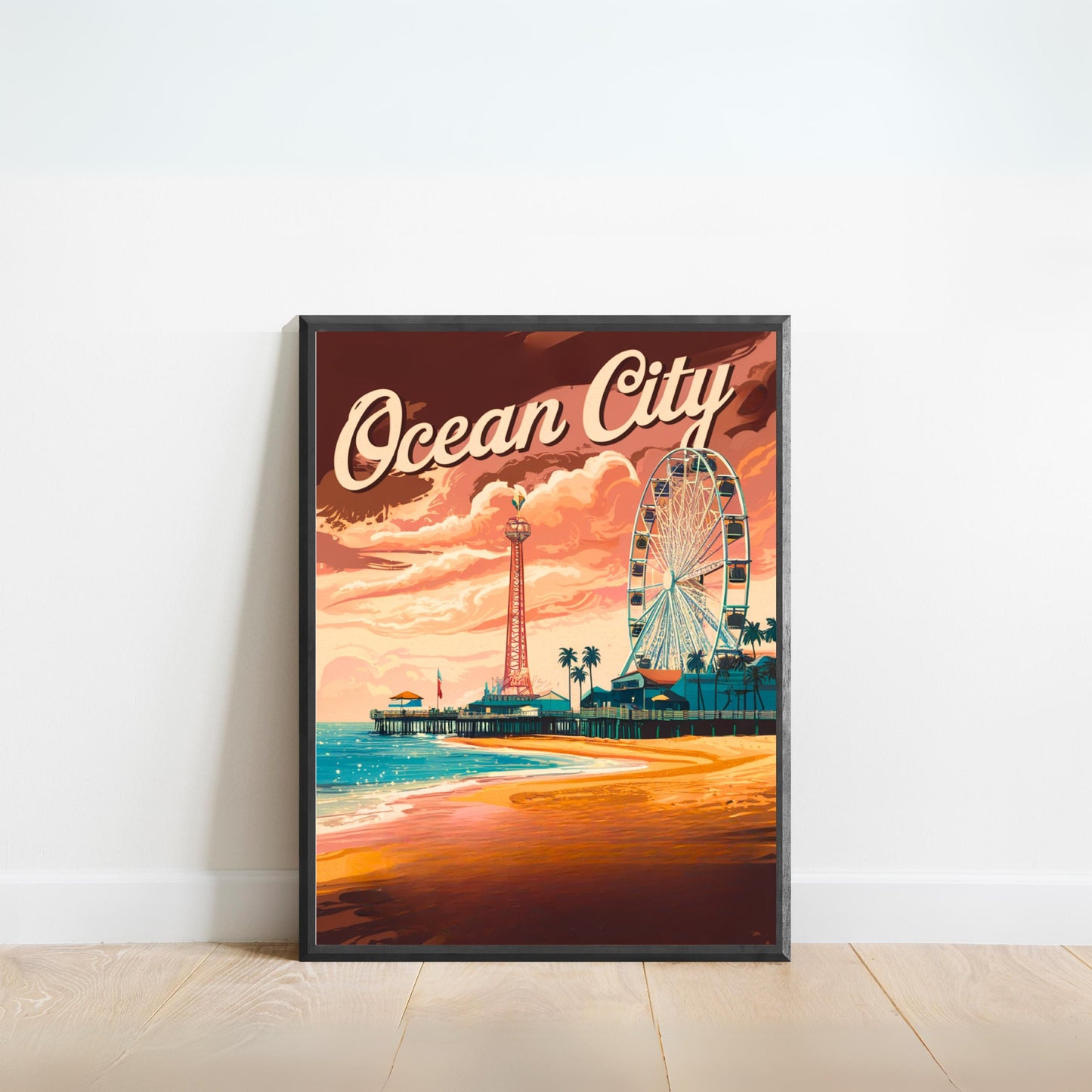 Ocean City Vintage Travel Poster - Soft Sand