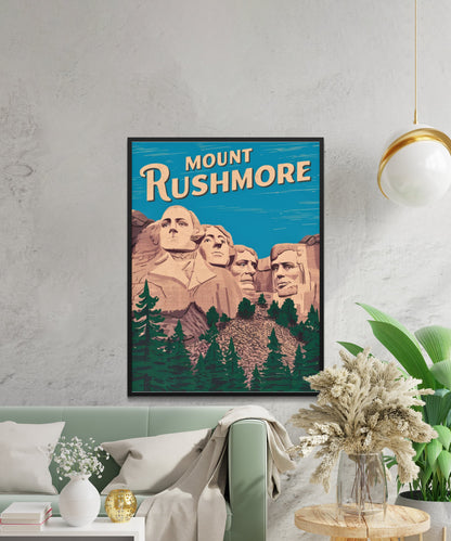 Mount Rushmore Vintage Travel Poster