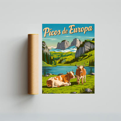 Picos de Europa Vintage Travel Poster