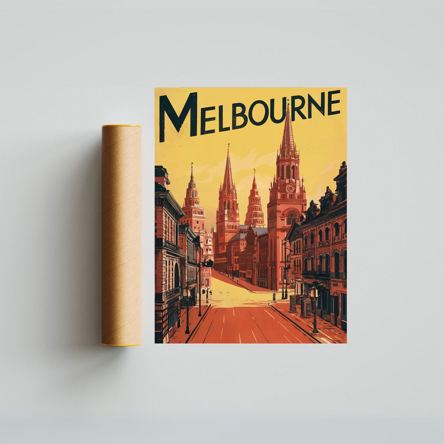 Melbourne Vintage Travel Poster - City Street