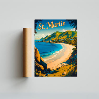 Saint Martin Vintage Travel Poster