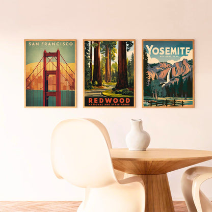 Redwood National and State Parks  Vintage Travel Poster - Majestic Trees and Scenic Trails