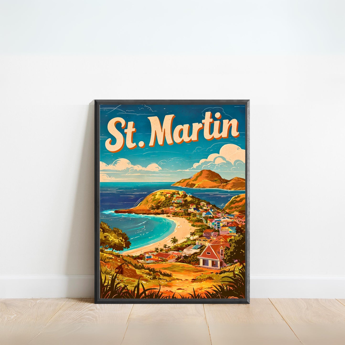 Saint Martin Vintage Travel Poster - Caribbean Elegance and Charm