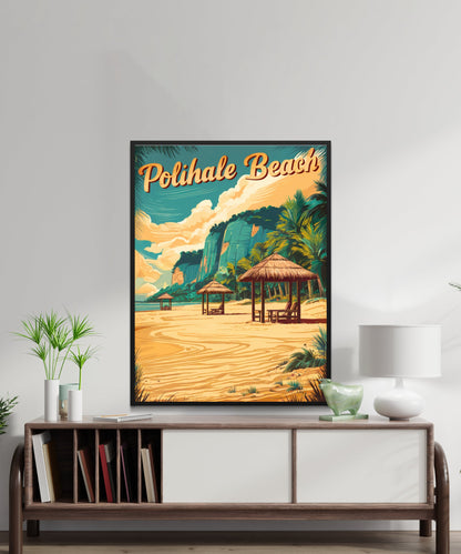 Polihale Beach Vintage Travel Poster