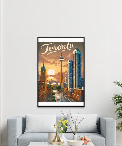 Toronto Vintage Travel Poster - Cityscape Views