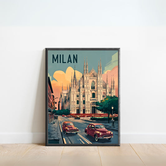 Milan Vintage Travel Poster