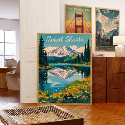 Mount Shasta Vintage Travel Poster