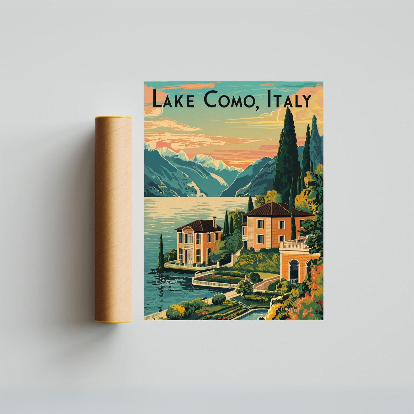 Lake Como Vintage Travel Poster - Timeless Italian Elegance