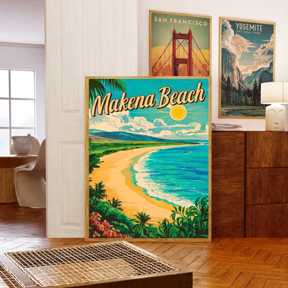 Makena Beach Vintage Travel Poster