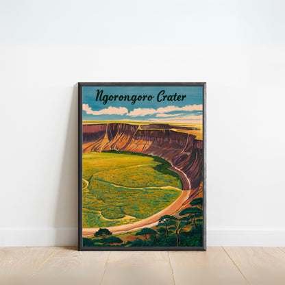 Ngorongoro Crater Vintage Travel Poster