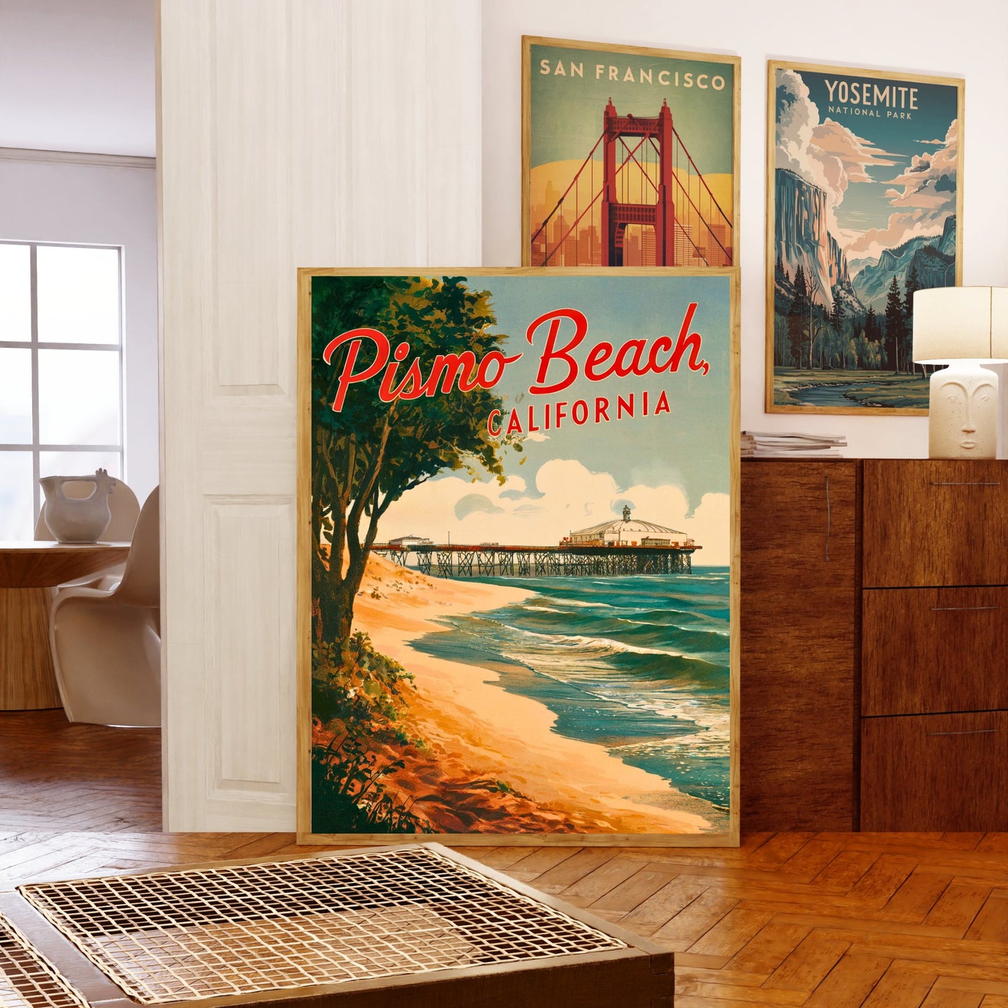 Pismo Beach Vintage Travel Poster - Classic Surf Town Escape