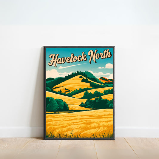 Havelock North Vintage Travel Poster - Rural Charm