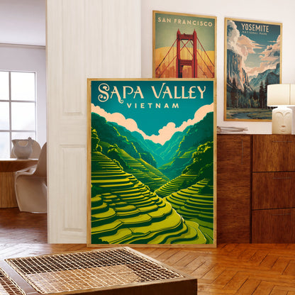 Sapa Valley Vintage Travel Poster