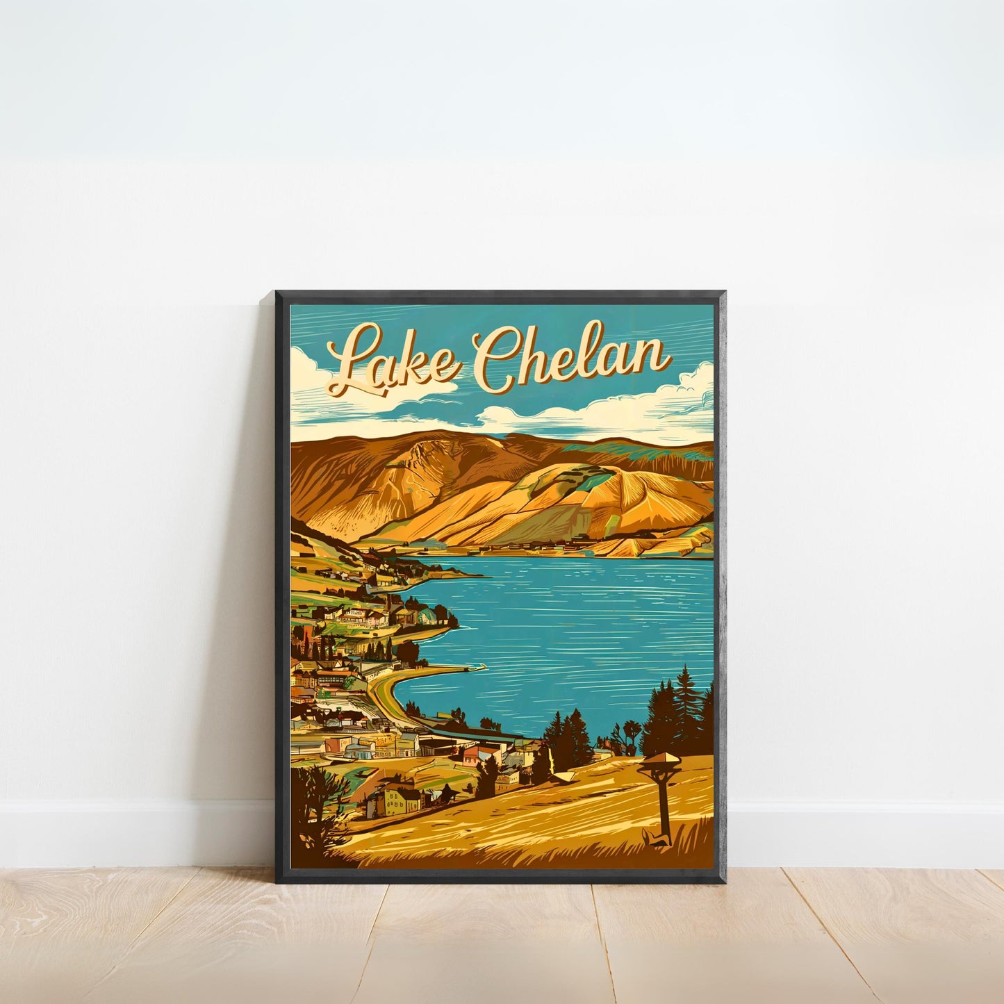 Lake Chelan Vintage Travel Poster - Timeless Waters of Washington