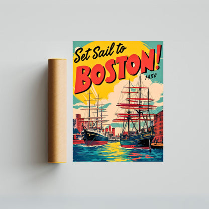 Boston Vintage Travel Poster - Retro Boston Print