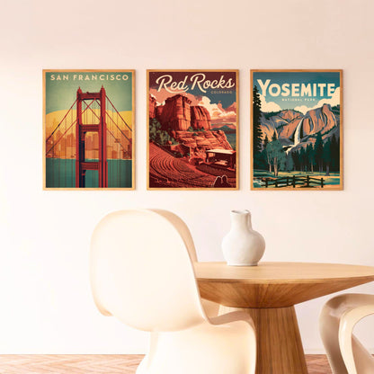 Red Rocks Vintage Travel Poster