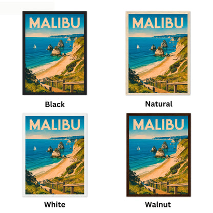 Malibu Vintage Travel Poster - Retro Malibu Beach Vibes