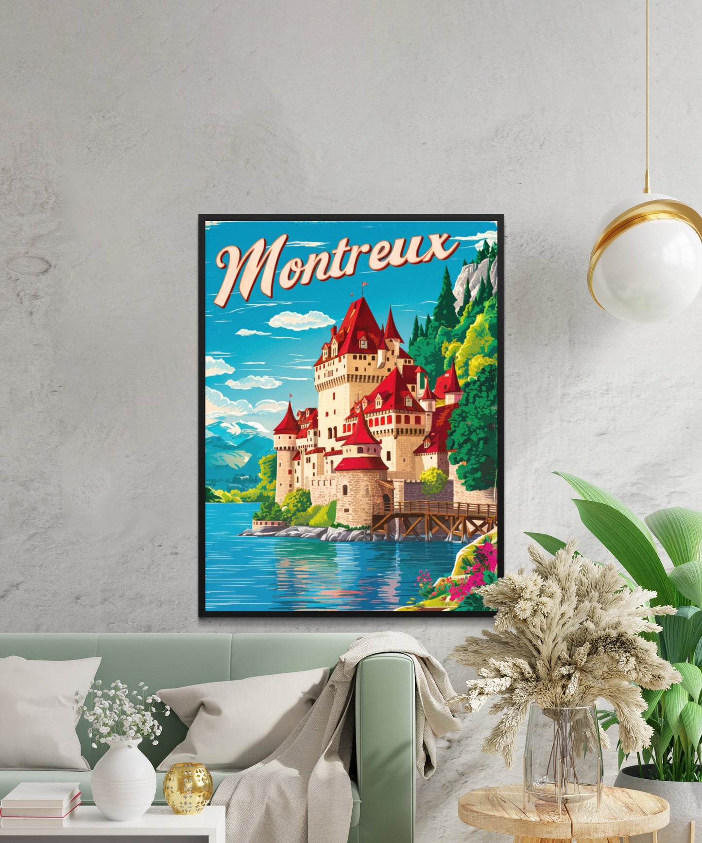 Montreux Vintage Travel Poster - Historic Châteaux