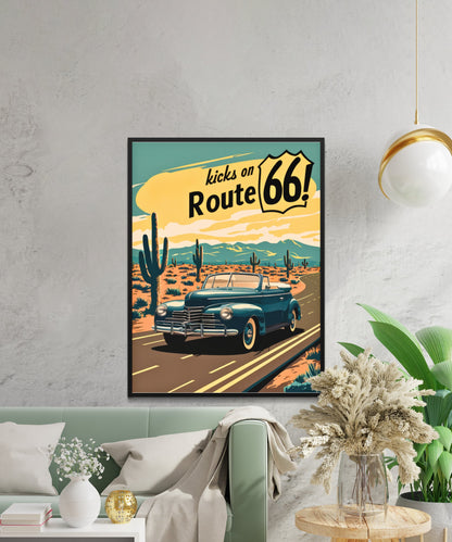 Route 66  Vintage Travel Poster