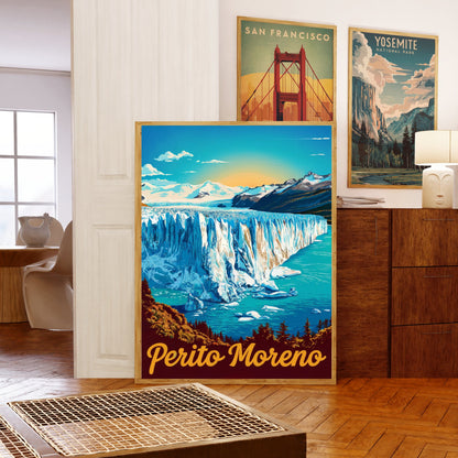 Perito Moreno Glacier Vintage Travel Poster -  The Majestic Glacier of Patagonia