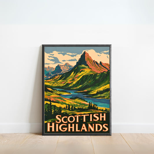 Scottish Highlands Vintage Travel Poster - Heart of Scotland's Wilderness