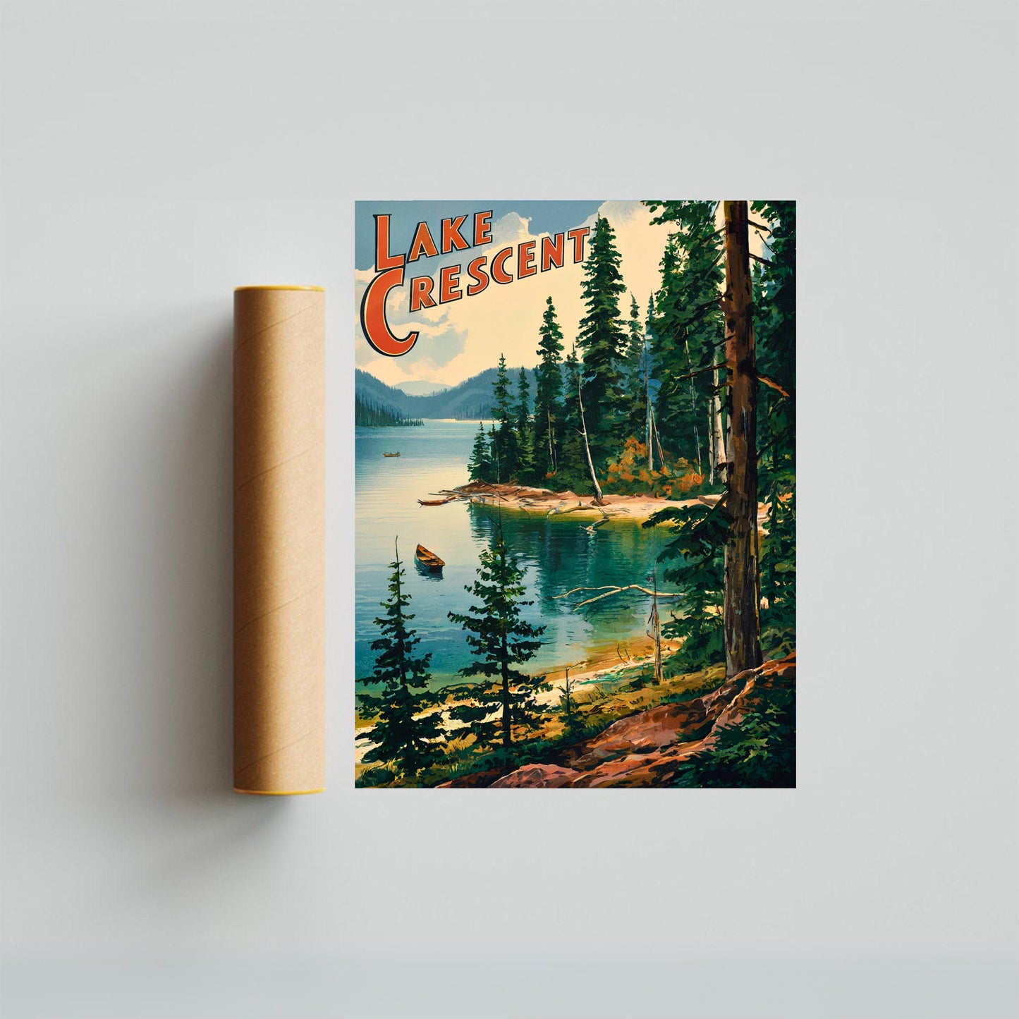 Lake Crescent Vintage Travel Poster