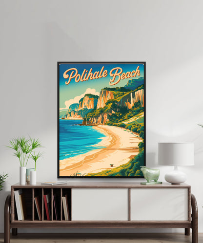 Polihale Beach Vintage Travel Poster - Scenic Beauty