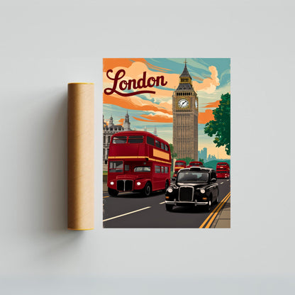 London Vintage Travel Poster - Iconic Cityscape